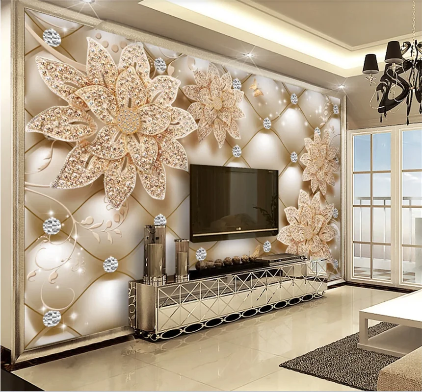 

Xuesu индивидуальные 5D фото обои Алмазная мягкая упаковка Алмазная Цветочная драгоценность задний фон Стена 8 дюймов