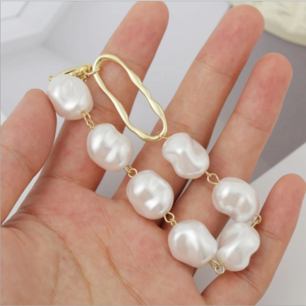 Baroque Irregular Simulated Pearls Gold Color Bracelets for Women Girls Summer Party Wedding Bangles Women's jewelry Gifts | Украшения