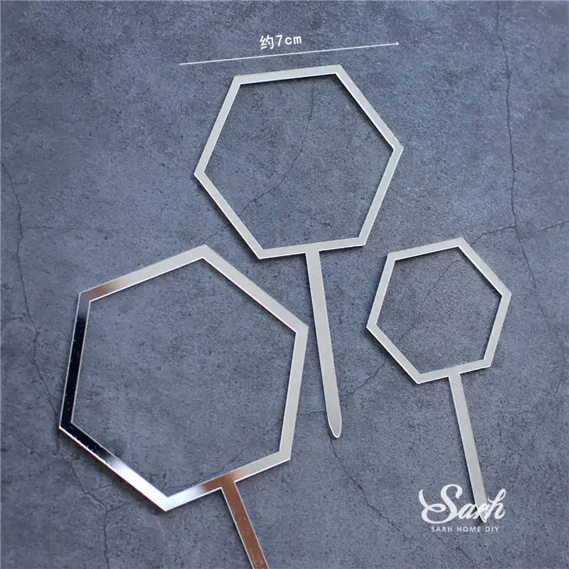 3pc hexagon set C Золотой Ловец снов бабочка пряжа торт Топпер Серебряная Корона невесты выпечки сладкий подарок с днем рождения Свадебная вечеринка украшения - Цвет: 3pc hexagon set C