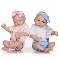 lifelike reborn baby dolls full body silicone newborn mini cute twins with sleeping bag bed toddler toys can bathe bebe boneca