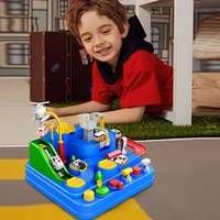 racing rail car 23cm cartoon track car adventure game mechanical interactive train model racing educational toys for children