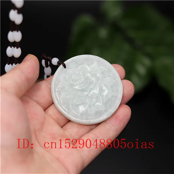 Резная Подвеска из натурального белого изумруда с нефритовым цветком ожерелье