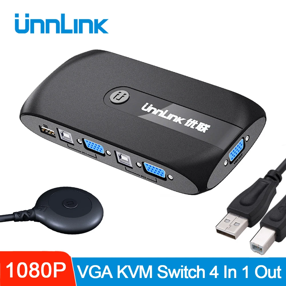 Квм переключатель Unnlink 4X1 VGA 4 порта USB 2 0 шт. компьютерные ноутбуки совместное