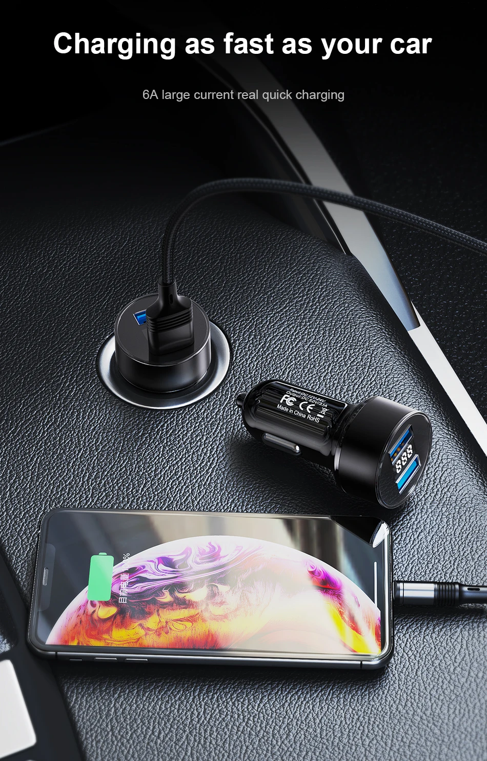 3.1A светодиодный дисплей двойной USB Автомобильное зарядное устройство Универсальный мобильный телефон автомобильное зарядное устройство для samsung S10 S8 Plus iPhone 11 Pro 6 7 8 Plus планшет
