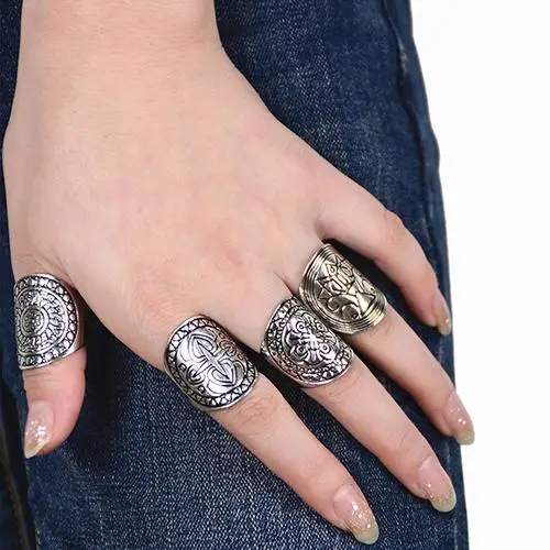 Новые богемные винтажные резьбовые фотообои с серебряным покрытием 4 шт.|Кольца| |