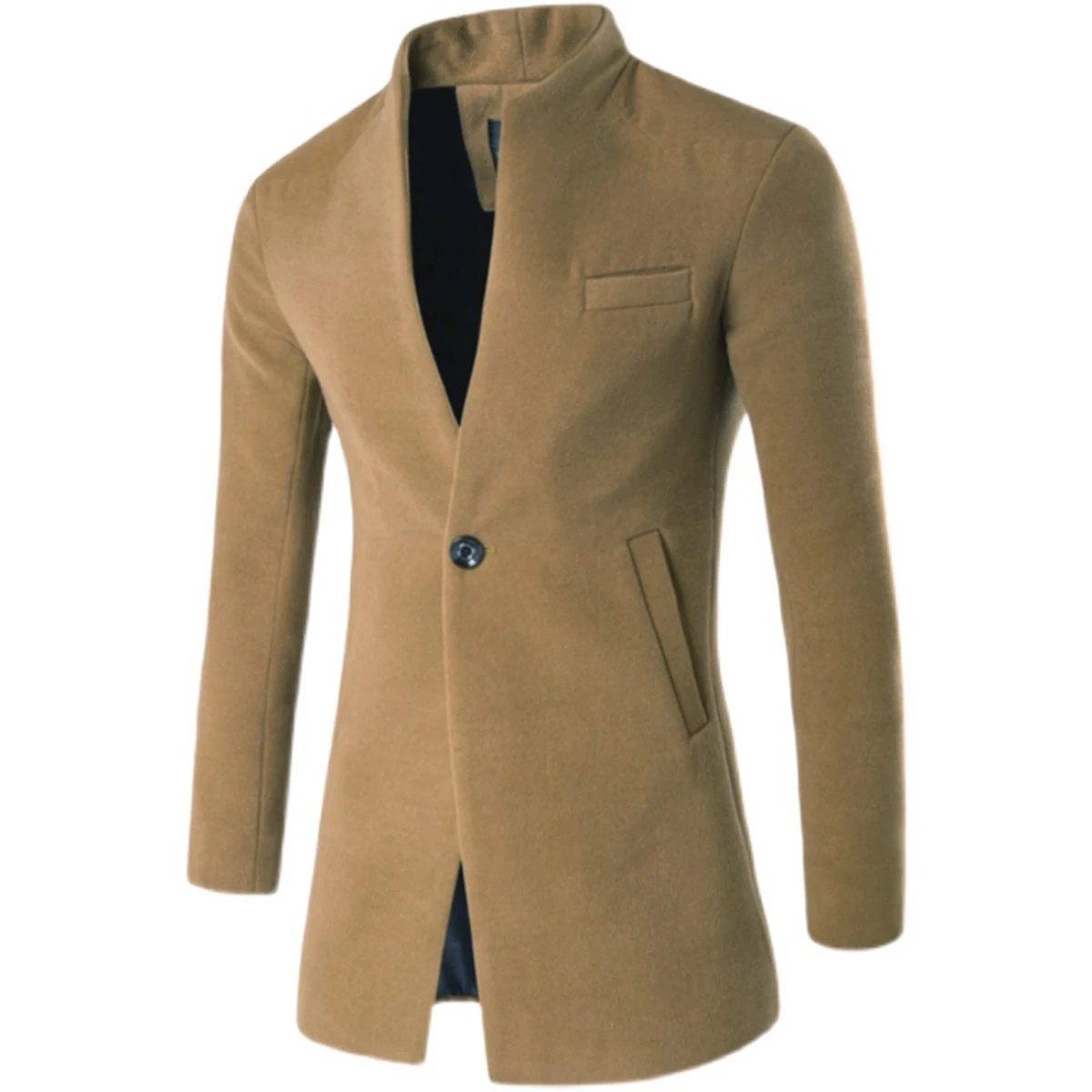 

Mens Long Sleeve Tops Coat Outwear Winter Warm Single Button Stand Collar Solid Fashion 2021 Clothes Fashion Coat Men