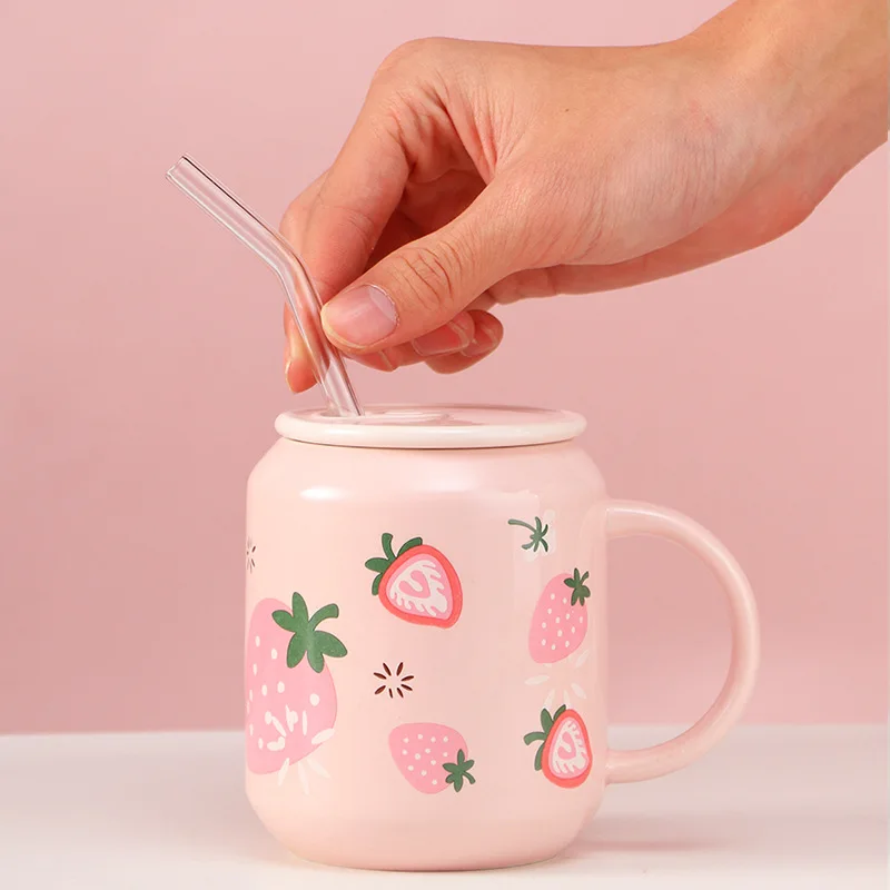 Керамические кавайные аниме оригинальные Клубничные кофейные кружки креативная