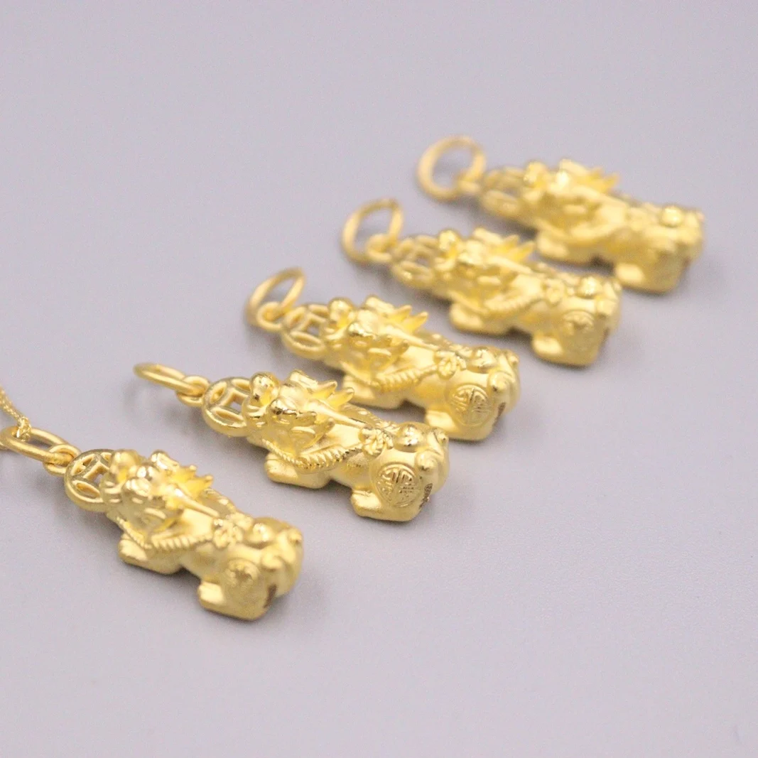 1 шт. реальные 999 24К желтого золота кулон для Для женщин привлекают монету удачи