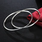 925 пробы серебряные гладкие 50 мм большой круг обруч серьги для женщин ювелирные изделия для свадьбы, помолвки, вечеринки