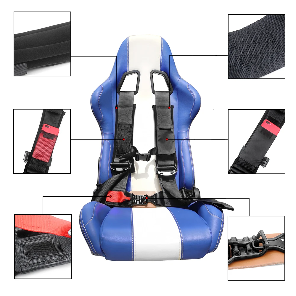 

4 Point Racing Harness Seat Belt Safety 3" 4 Point Security Seatbelt for Go-kart UTV ATV Off-Road