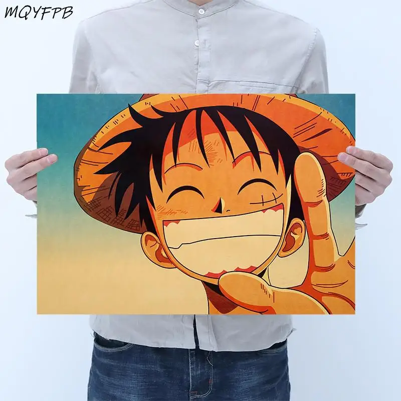 

One Piece Anime MonkeyDLuffy Kraft Paper Posters Wall Stickers Decorative Paintings Household Goods
