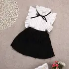 Милые летние повседневные топы с рукавами-крылышками + юбки для маленьких девочек комплекты одежды из 2 предметов праздничная одежда для детей 2-7 лет