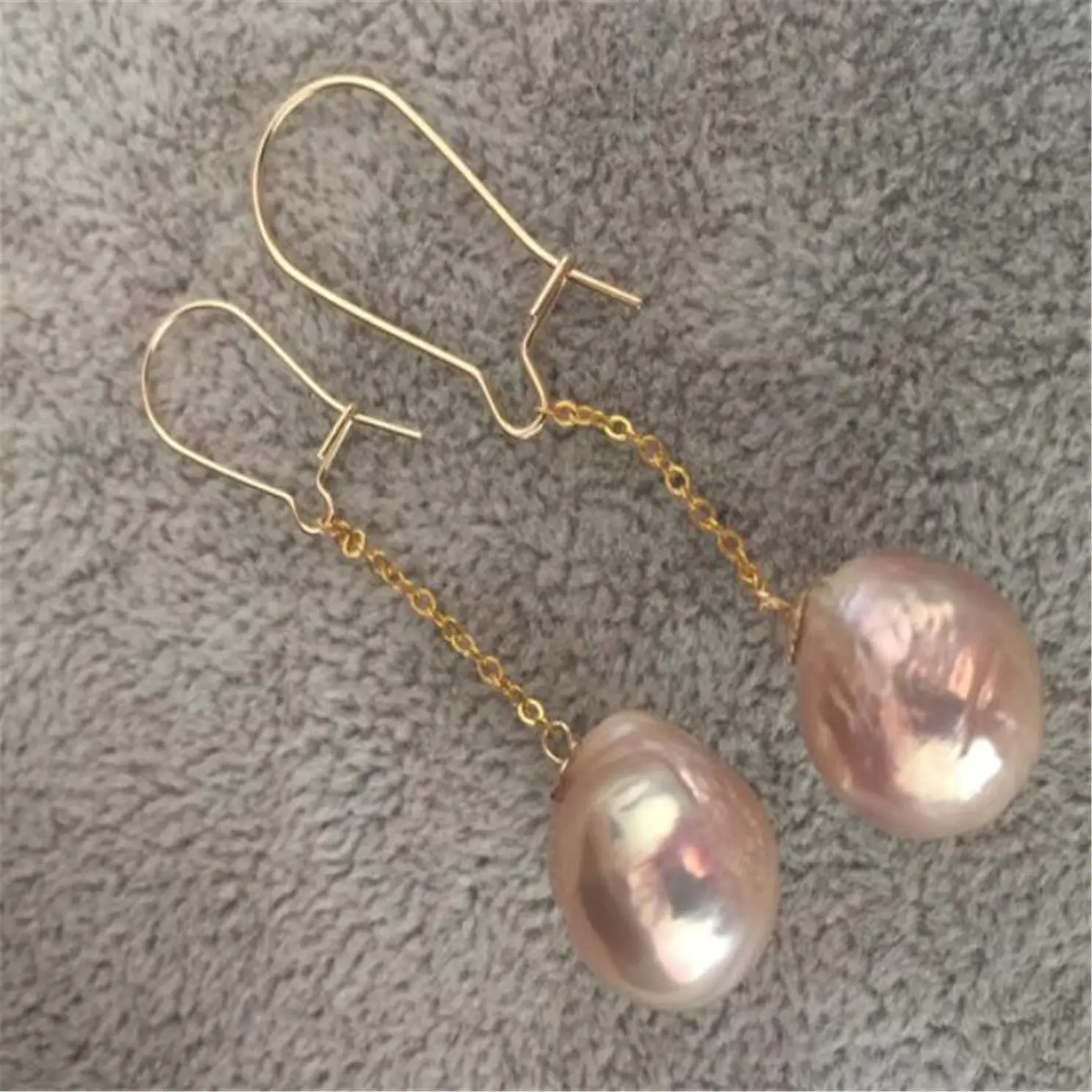 Серьги-подвески женские розовые из 18-каратного золота 12-13 мм | Украшения и