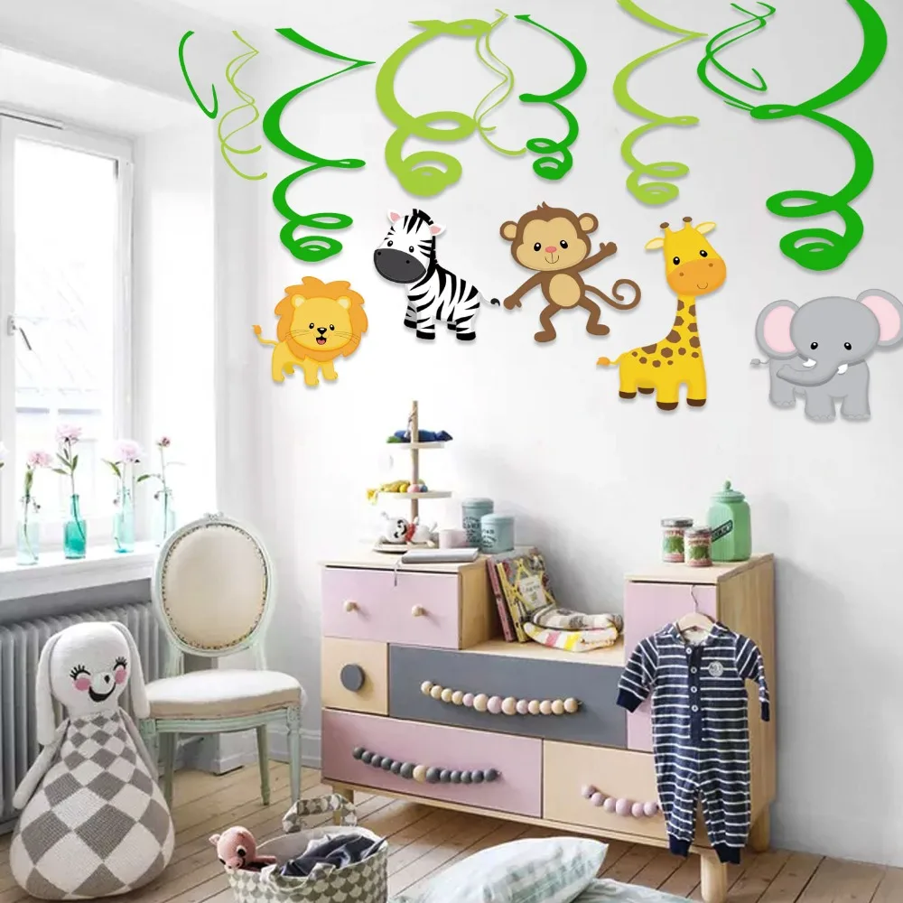 30 шт. вечерние украшения в виде сафари джунглей Мультяшные животные спирали из