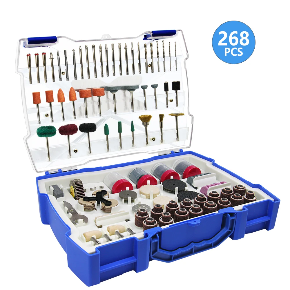 268-Piece Abrasive Rotary Tool Accessories Set - Electric Mini Drill Bit Kit for Dremel - Sanding, Polishing, Cutting, and Engraving Tool Heads image 2