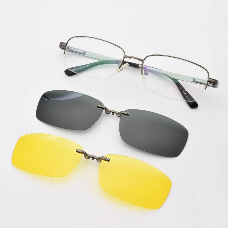 Сплав оправа для очков черный мужчин магнитный зажим очки близорукости