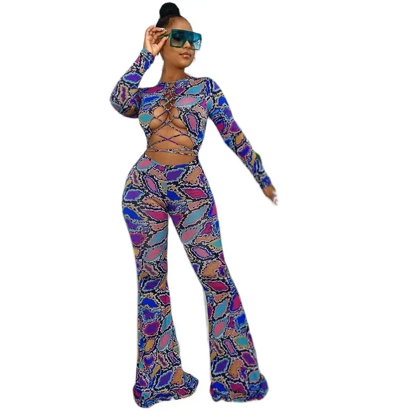 

Womens Jumpsuit 2021 Printed Jumpsuit Women Lucky Label Hollow Out One Piece Rompers Workout Jumpsuit