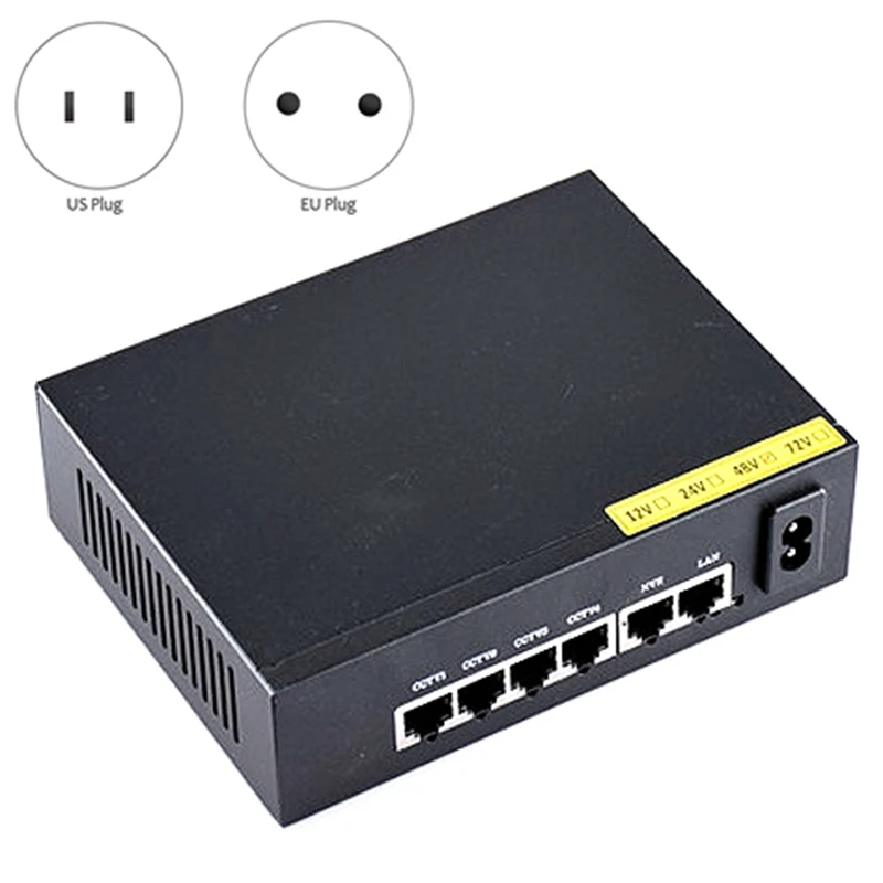 

Standard 6-Port 100M POE Switch Network Cable Splitter 4+2 Monitoring Switch