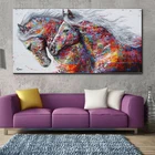 Два ходовых холст с изображением лошадей живопись Плакаты принты Quadros Wall Art Современные абстрактные картины животных Декор в гостиную Куадрос