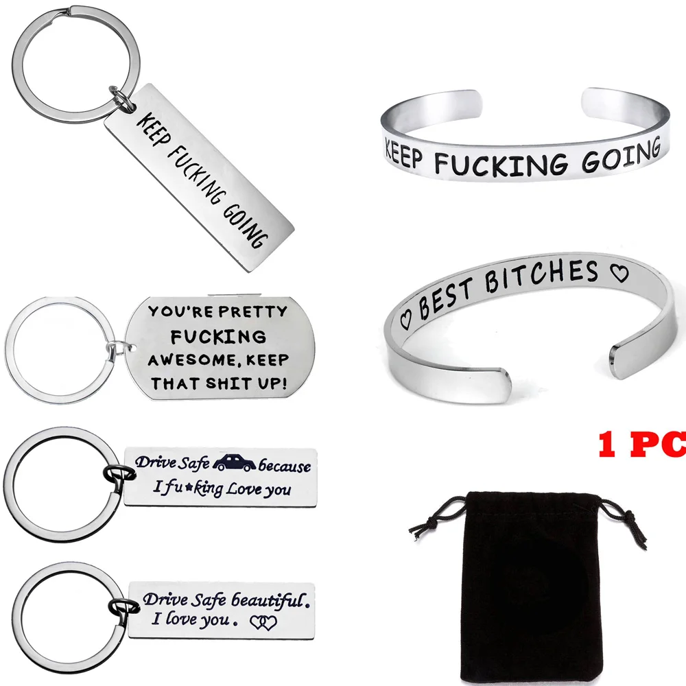 Брелок Keep Fu * king Going вдохновляющий брелок для ключей держатель мужчин и женщин