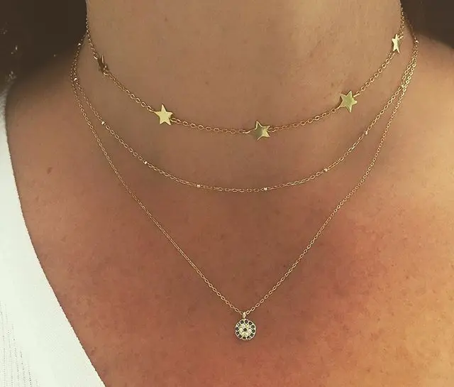 Подлинные ожерелья из стерлингового серебра 925 пробы подвески и со звездами