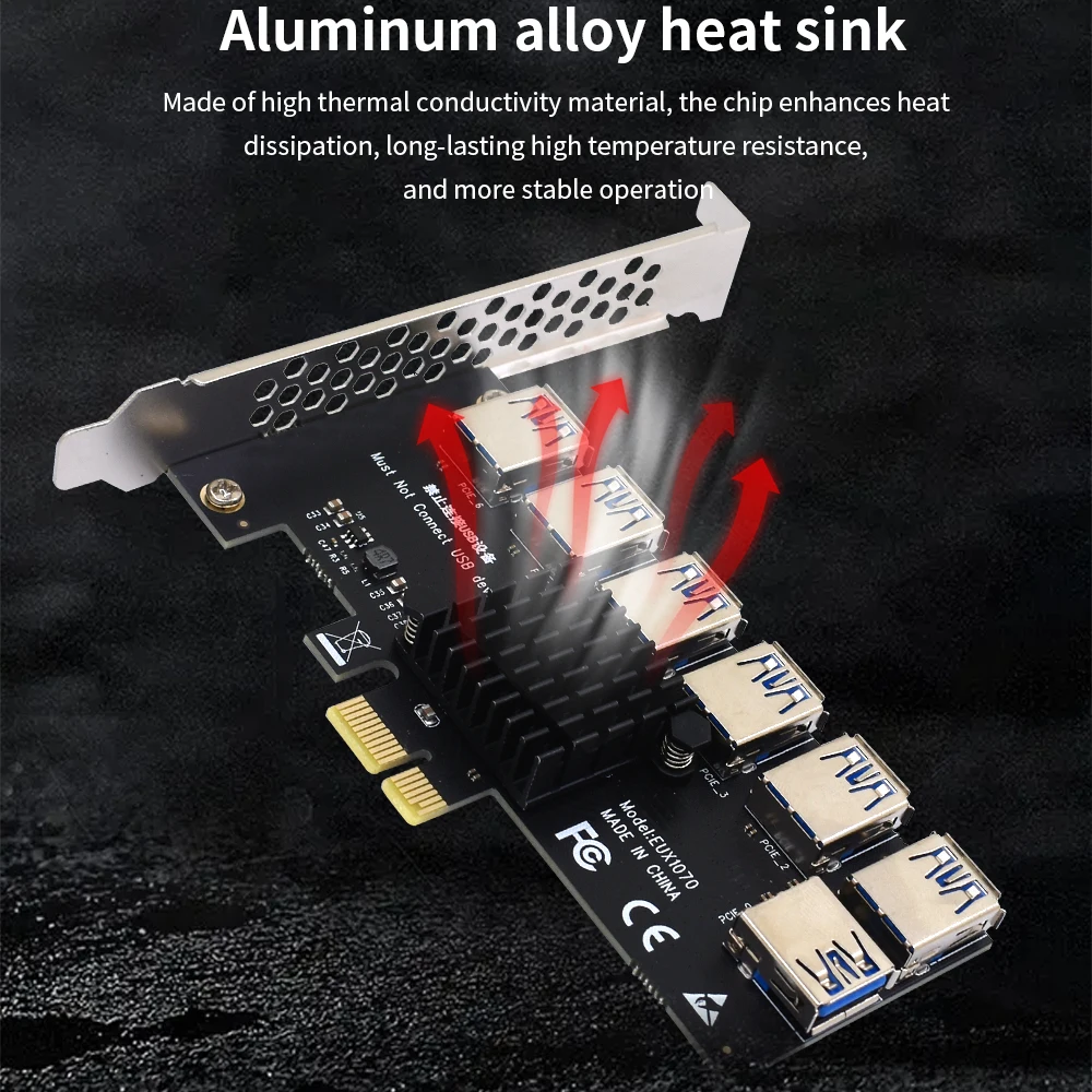 TISHRIC PCI Express множитель PCIE с 1 до 4/5/6/7 портов USB3.0 Hub GPU увеличитель 1X 16X E Райзер для