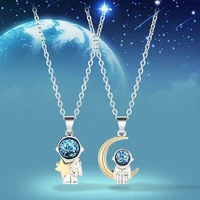 astronaut couple necklace a pair of clavicle memorial space astronaut star moon pendant gift for girlfriend women girls