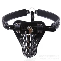 pu leather male chastity cage belt device pants underwear lock penis rings bdsm bondage erotic sex toys for men adults games 18