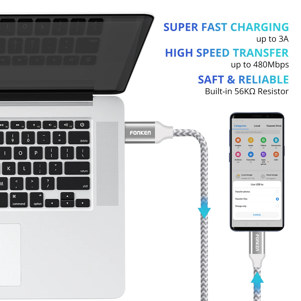 Кабель Micro USB FONKEN, быстрое зарядное устройство, мини-usb кабель для телефона QC3.0, 2,4 А, шнур для зарядки и передачи данных, внешний аккумулятор, кабели для мобильных телефонов, Microusb