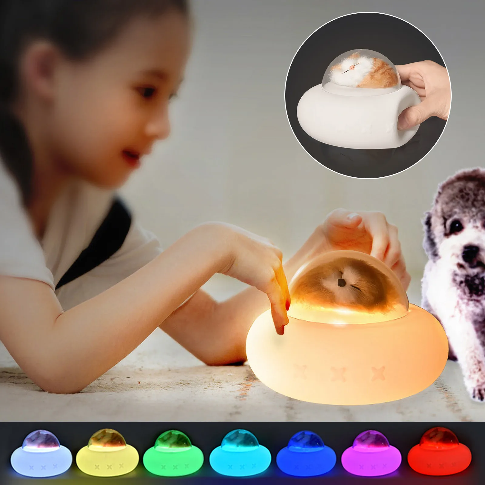 

Pet Spaceship Silicone Lamp Rechargeable Led Cute Cats Desktop Night Light Christmas Garland Lights Led Home Fairy Holiday Decor