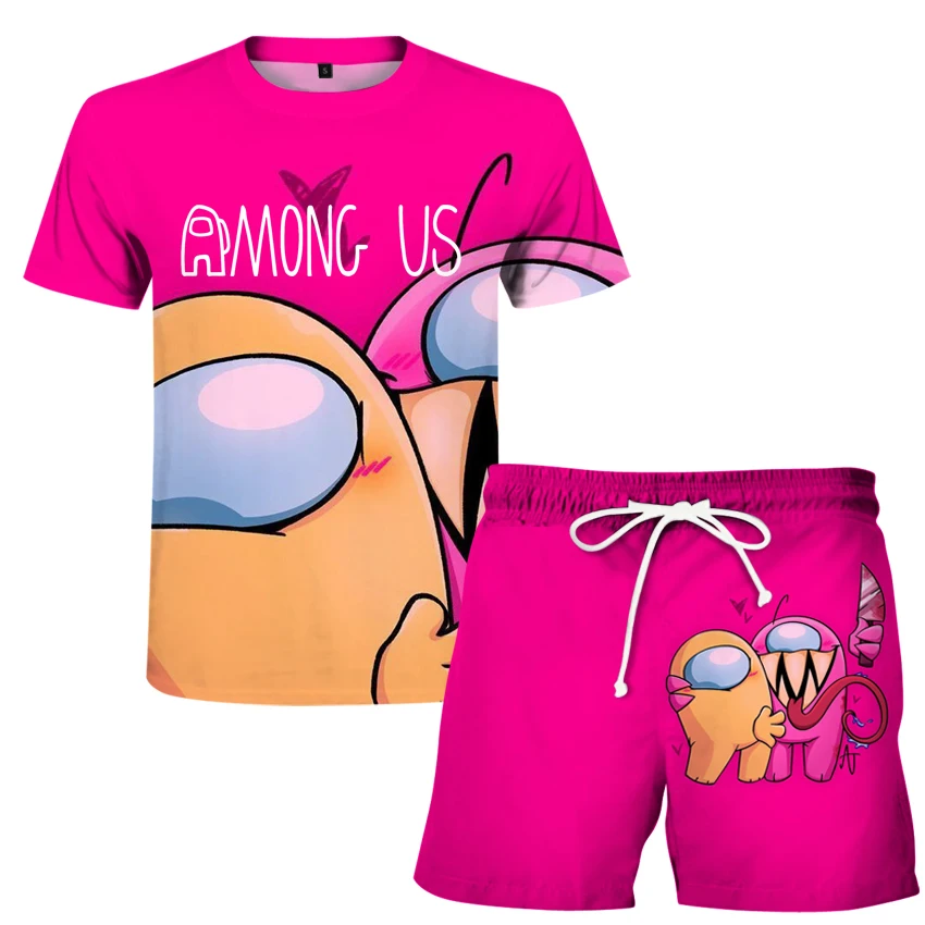 

2021 Summer New T-shirt + Shorts Set 3D Printing Breathable Anime Cartoon Clothing Men's T-shirt Set Summer New Products