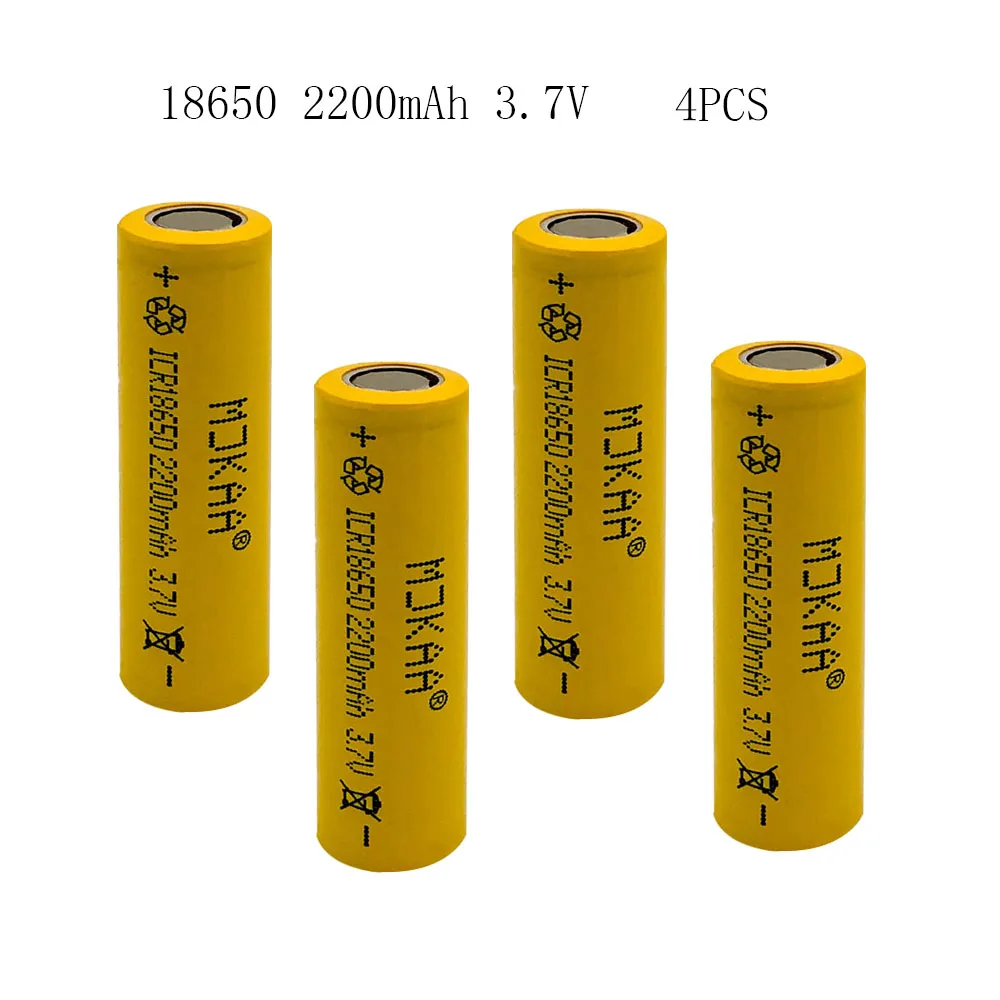 

4pcs Yellow 18650 Rechargeable Battery 2200mAh 3.7V Li-ion Battery For LED Flashlight Torch 18650 Battery
