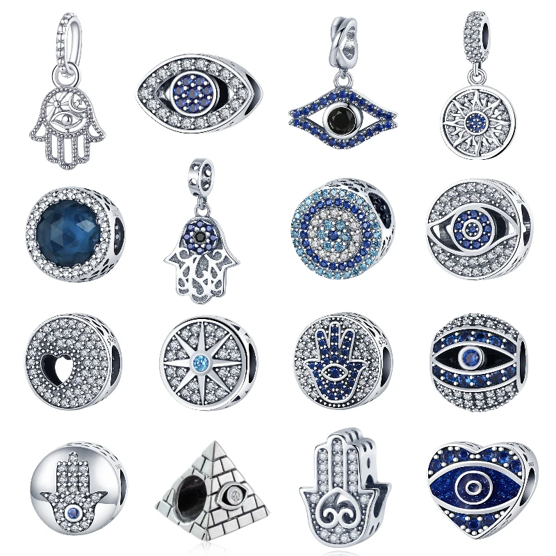 

100% 925 Sterling Silver Evil Eyes Charm Pendant Fit For Pandora Original Bracelet S925 Charms Zircon Charms Jewelry Making