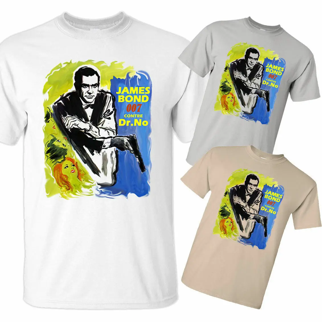 Dr No V3 Джеймс Бонд 007 T Young Poster 1962 Футболка белая все размеры S 5Xl |