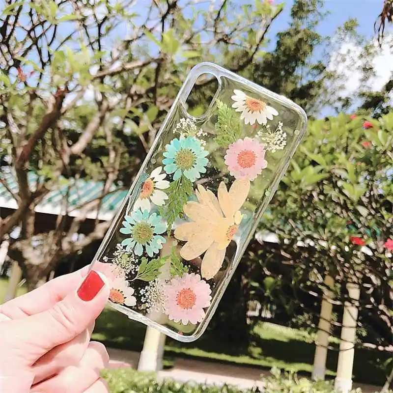 C Настоящие гербарий для iPhone X XR XS Max 8 8 Plus 7 7 Plus 6 6S 6S Plus чехол Чехол задняя оболочка бампер Ins модный защитный ковер - Цвет: C