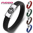 MOZO модная оптовая цена Популярные мужские разноцветные кожаные ювелирные изделия из нержавеющей стали высокого качества с четырьмя листьями травы 076