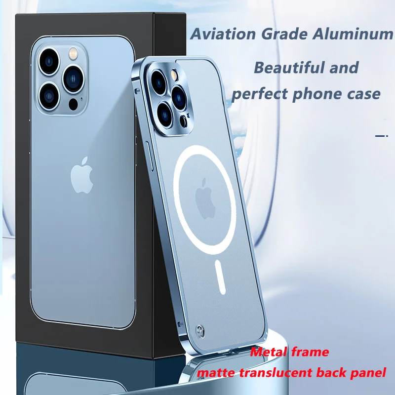 new luxury aluminum alloy metal frame frosted phone case for iphone 12 13 pro max case support magsafe magnetic wirelesscharging free global shipping