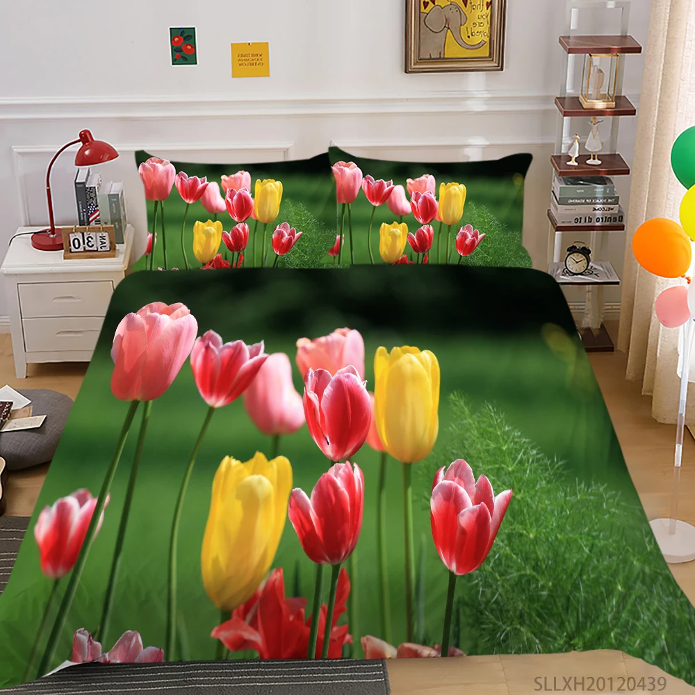 

Home Textiles Flowers 3D Luxury Bedding Sets King Queen Double Single 2/3 Pcs Duvet Cover Bedclothes Pillowcase Dropship