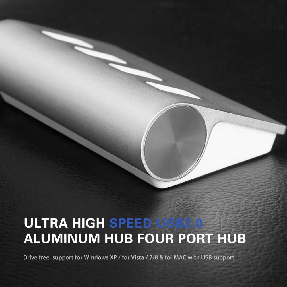 

High Speed Mini 4 Port Blue LED Light USB Hub Splitter Aluminium Power for Apple Mac Macbook Laptop Desktop PC Computer