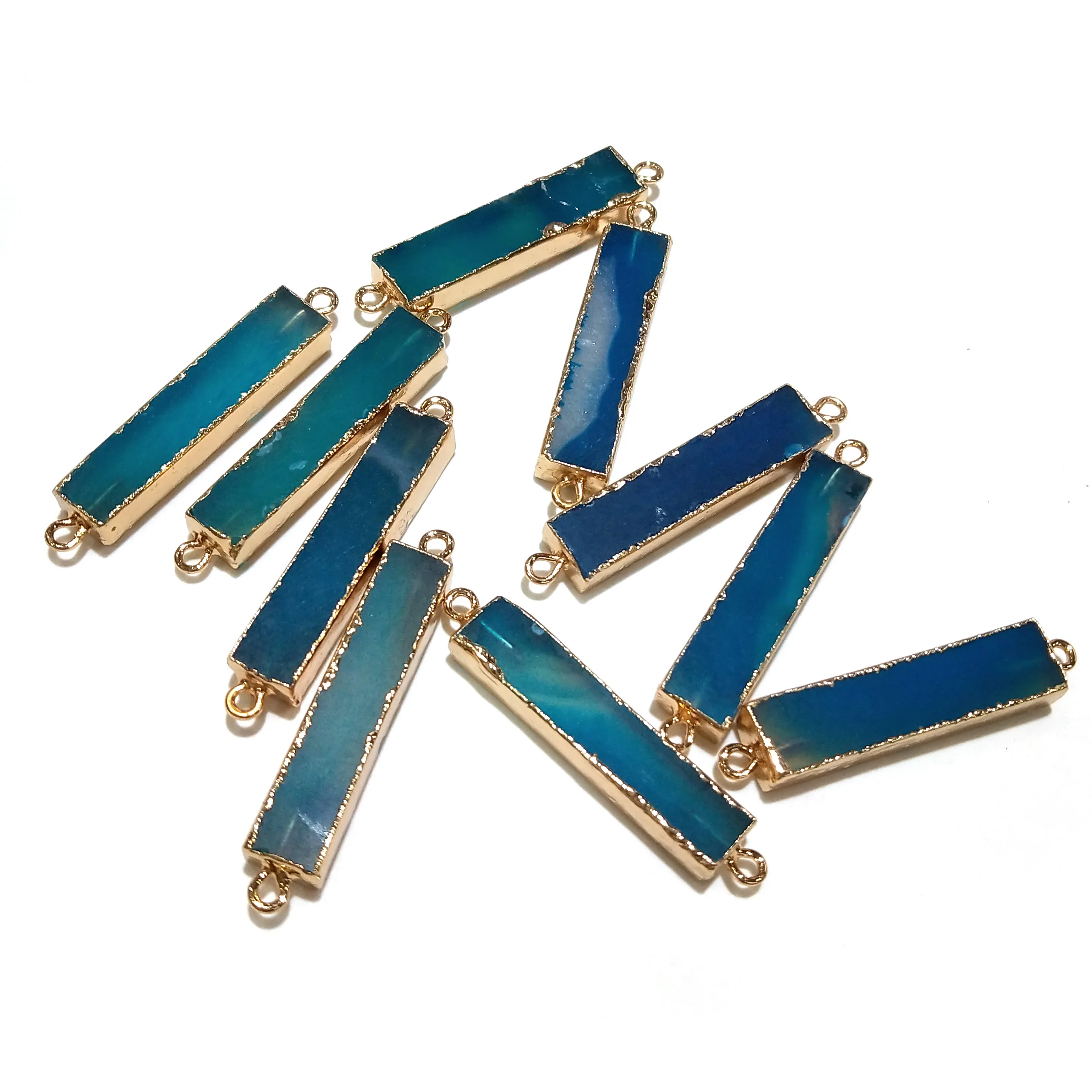 Оптовая продажа подвески из натурального камня зеленого агата соединители для