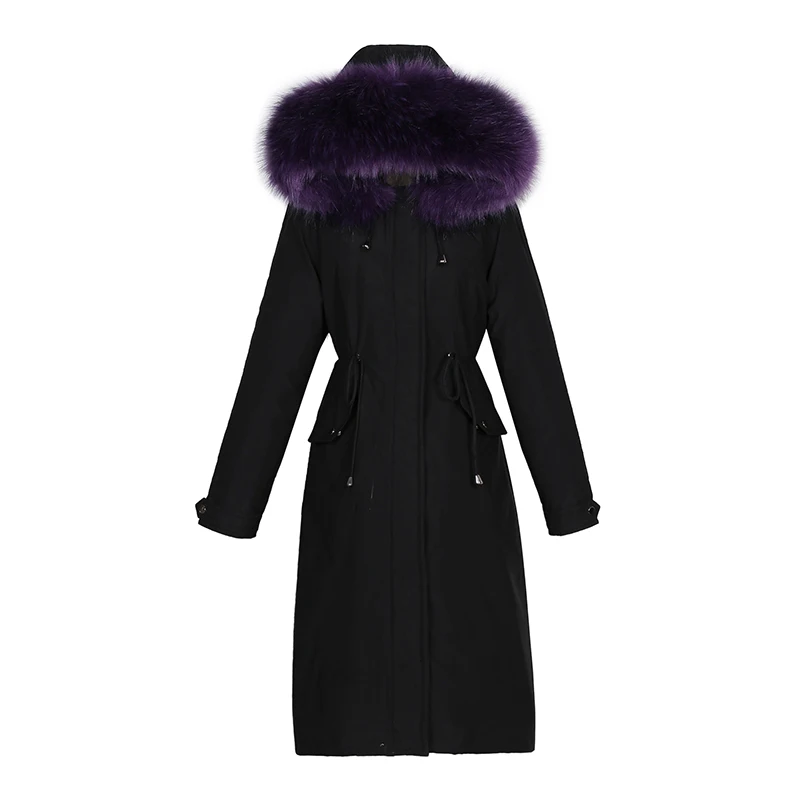 

2020 Women's Winter X-long Coats Wool Liner Slim Hooded Female Jacket Plus Size Black With Fur Collar Thick Casual Coat Ladies