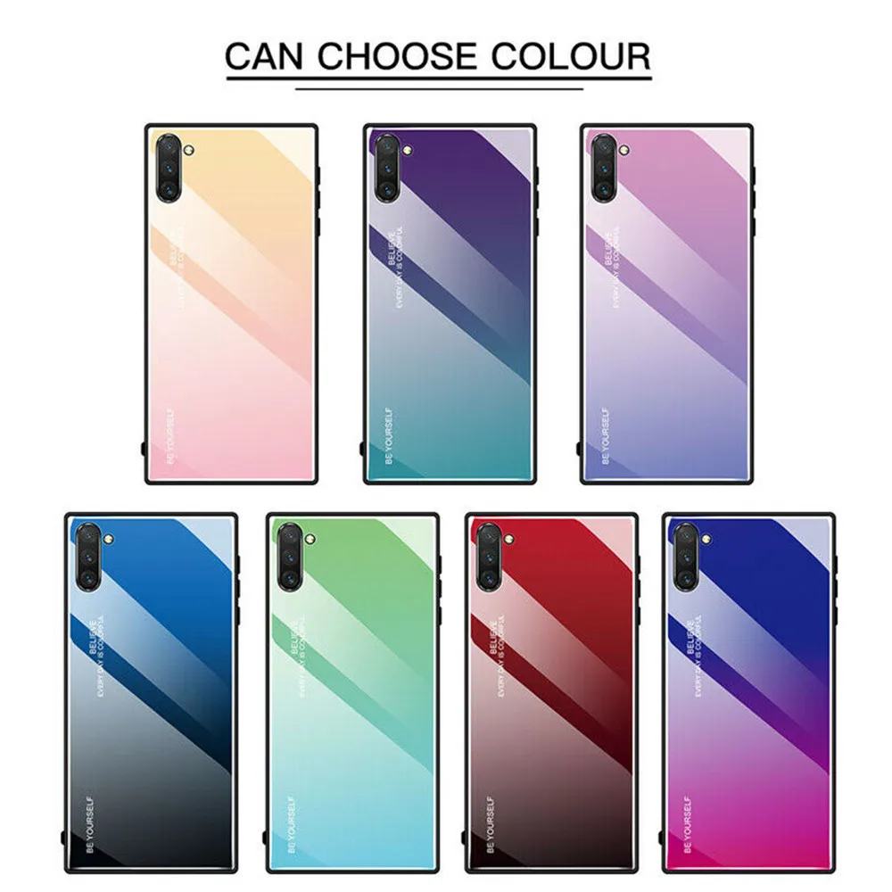 

Anti-Shock Hybrid Rugged Gradient Glass Cover Case For Samsung Galaxy Note 10 S9