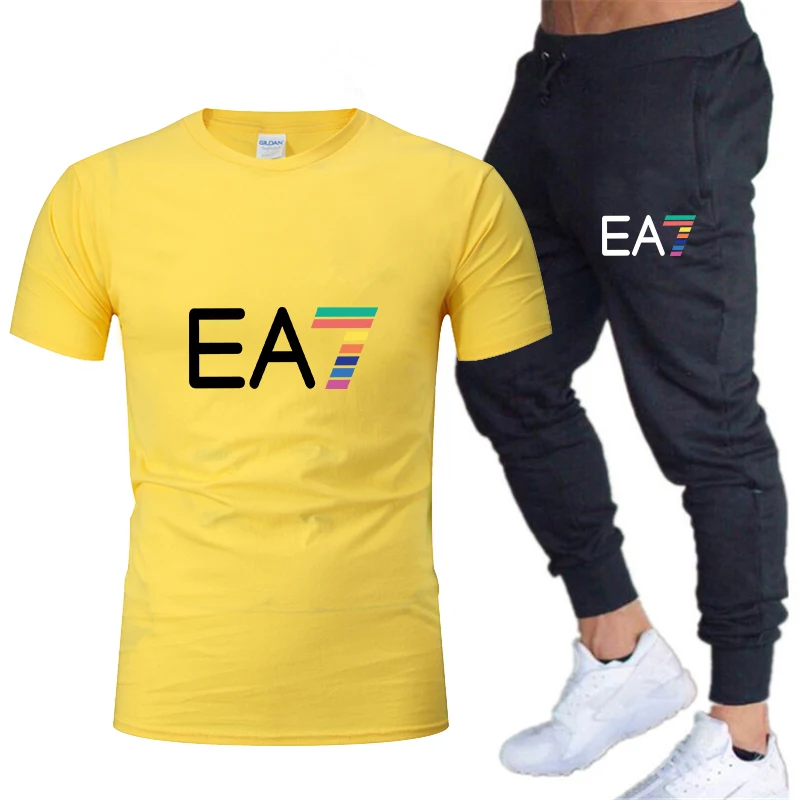 

2021 new print casual sportswear men's summer sportswear set two piece brand T-shirt pants men's sportswear
