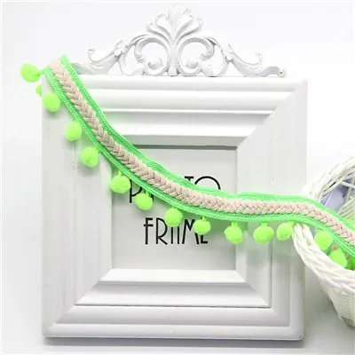 Fruit green 2 ярда винтажная вышитая лента 1,2 см помпон лента с бахромой Кружево DIY Швейные аксессуары украшения принадлежности - Цвет: Fruit green