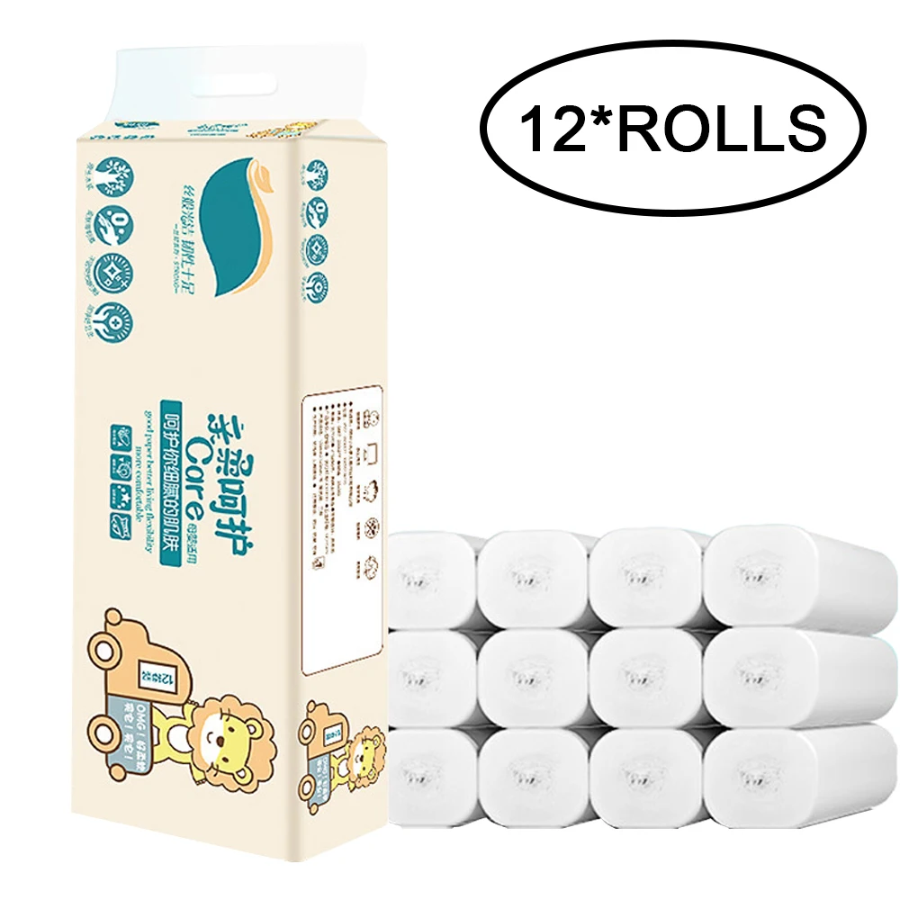 12 рулонов 4 слоя высокое качество чистая древесная масса мягкая туалетная бумага