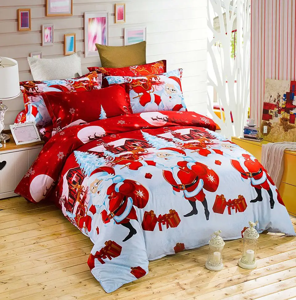 

50 Christmas Bedding Set Printed Duvet Cover King Queen Size Sets Quilt Cover Deer Comforter Covers 3Pcs 260x230