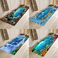dolphins and whales underwater world 3d digital printed flannel door mat bedside mat bathroom mat
