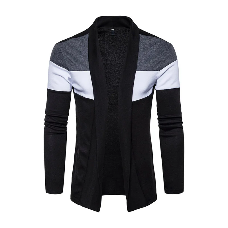 

Приталенный длинный мужской кардиган, повседневный трикотажный кардиган, свитер с воротником-шалью, мужской кардиган, осень 2019