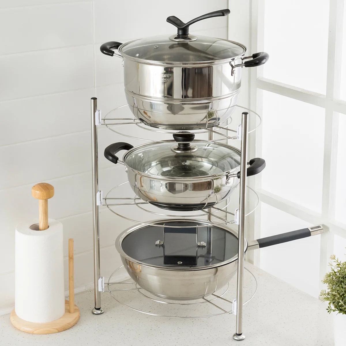 ОРЗ кухонный Органайзер хранилище полки Нержавеющая сталь кастрюлю шкаф со