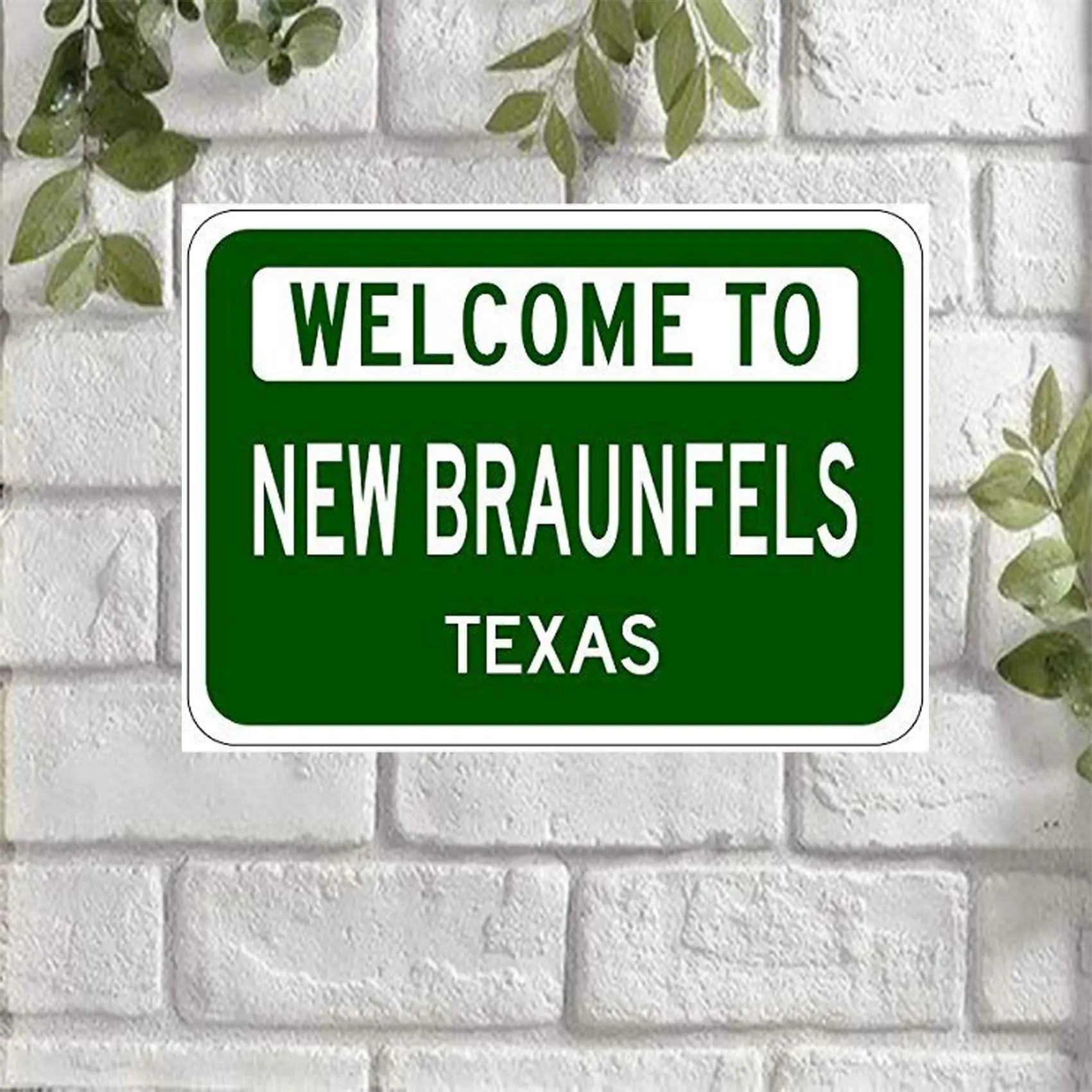 

WANLN Welcome to New Braunfels Texas Metal Tin Sign Home Garage Bar Supplies Lightweight and Interesting Outdoor Decoration